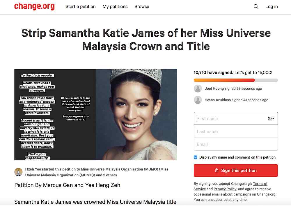 The petition garnered more than 10,000 signatures in less than 24 hours. — Screengrab from Change.org