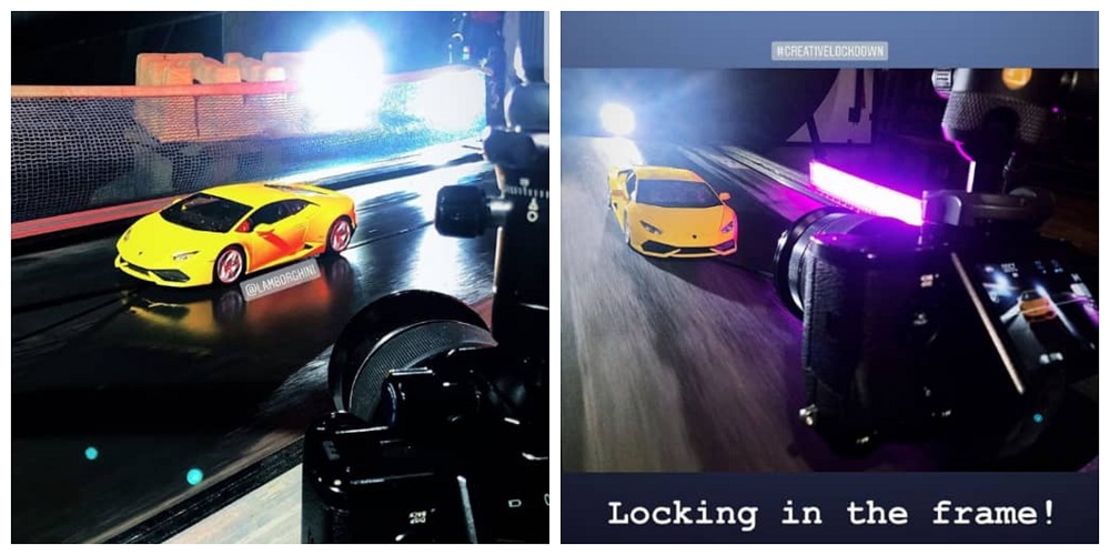 Behind the scenes snippets from Kunal Lamborghini Hurucan toy car shoot. ― Screenshot via Instagram/ Kunal Kelkar
