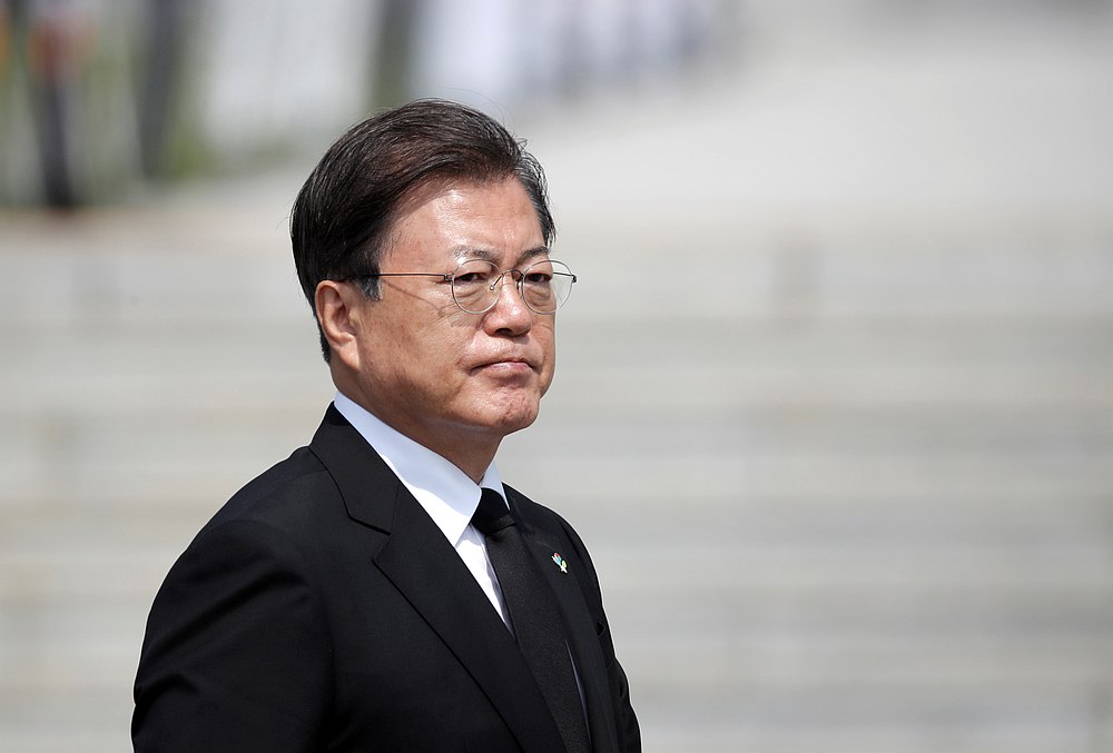 South Korean President Moon Jae-in arrives for a Memorial Day ceremony at the national cemetery in Daejeon, South Korea June 6, 2020. u00e2u20acu201d Lee Jin-man/Pool pic via Reuters 