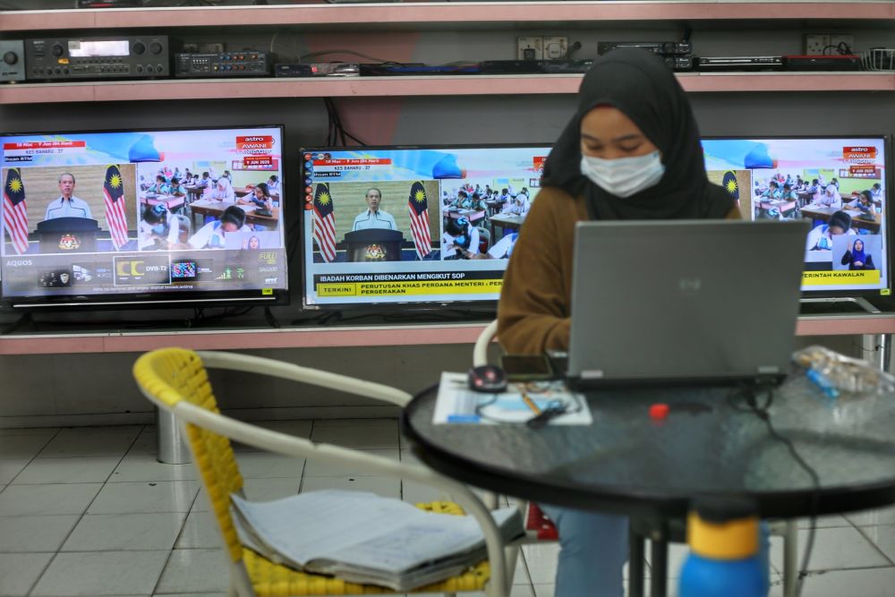 Prime Minister Tan Sri Muhyiddin Yassin announces the recovery movement control order during a live broadcast in Kuala Lumpur June 7, 2020. u00e2u20acu2022 Picture by Ahmad Zamzahuri