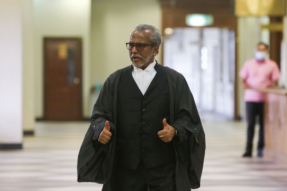 Najib’s lawyer Tan Sri Muhammad Shafee Abdullah reportedly  claimed that the police allegedly had no respect for the seized luxury items when tagging them. — Picture by Yusof Mat Isa