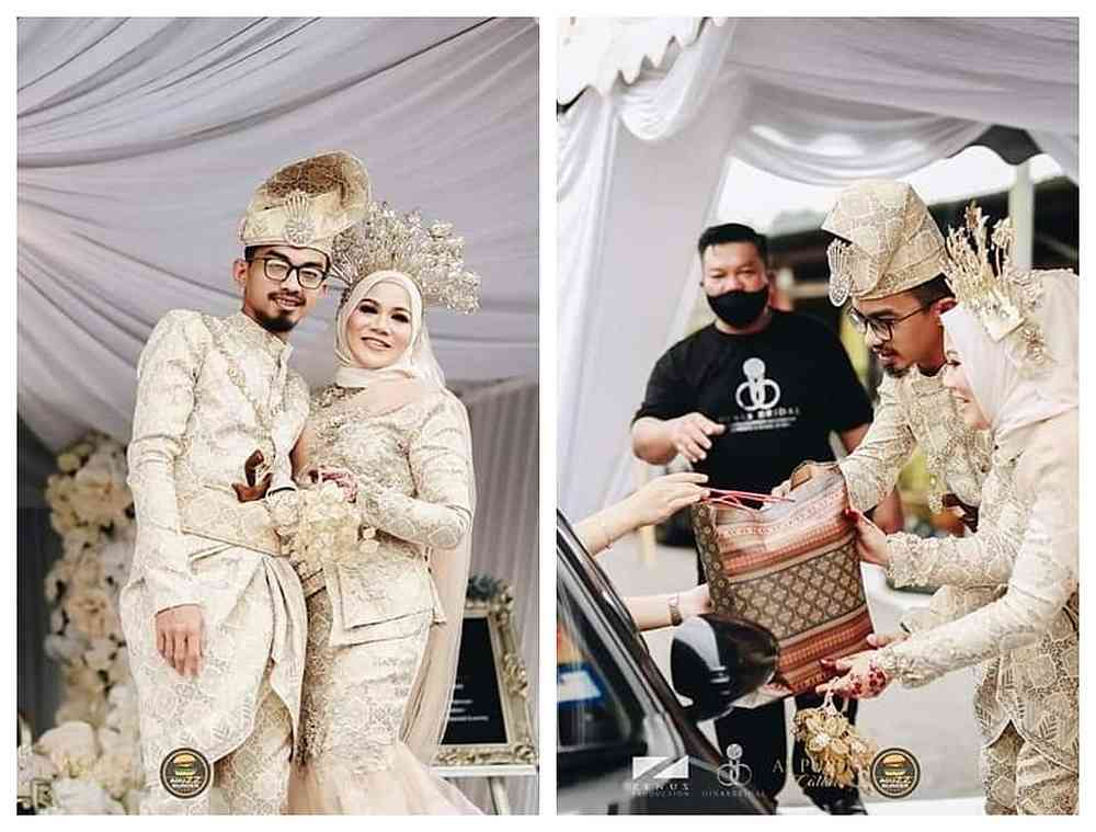 Lovebirds Norazura Mohd Ali and Agus Santoso Sidik greeting visitors in their cars during their drive-thru wedding. u00e2u20acu201d Picture via Facebook/FarreedSahar