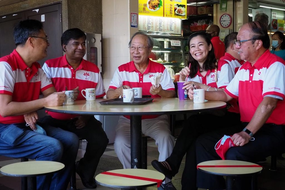 (From left) PSP central executive committee member Michael Chua, former publisher of u00e2u20acu02dcThe Independent Singaporeu00e2u20acu2122 Kumaran Pillai, PSP secretary-general Tan Cheng Bock, chartered accountant Kayla Low and psychiatrist Ang Yong Guan. u00e2u20acu201d TODAY pic