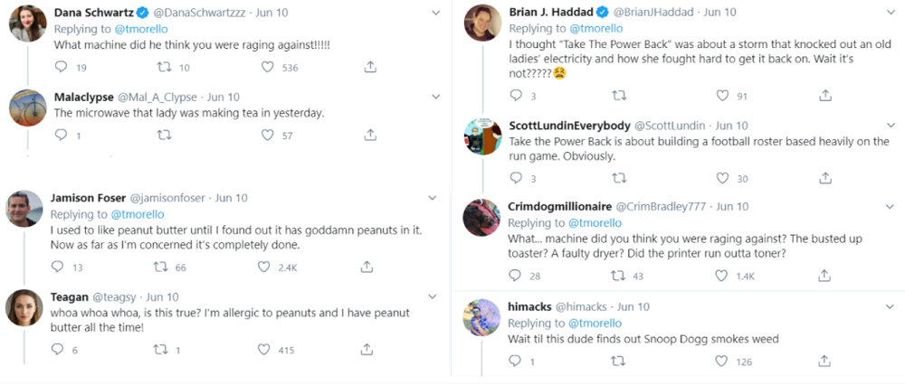 Social media users joked about how the Twitter user didn’t realise RATM’s music is ‘political’. ― Screengrab via Twitter/@tmorello