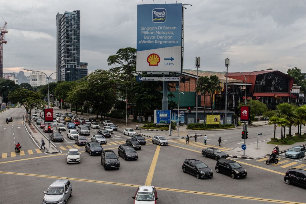 A general view of traffic at Jalan Ampang on the first day of the recovery movement control order June 10, 2020. u00e2u20acu201d Picture by Firdaus Latif