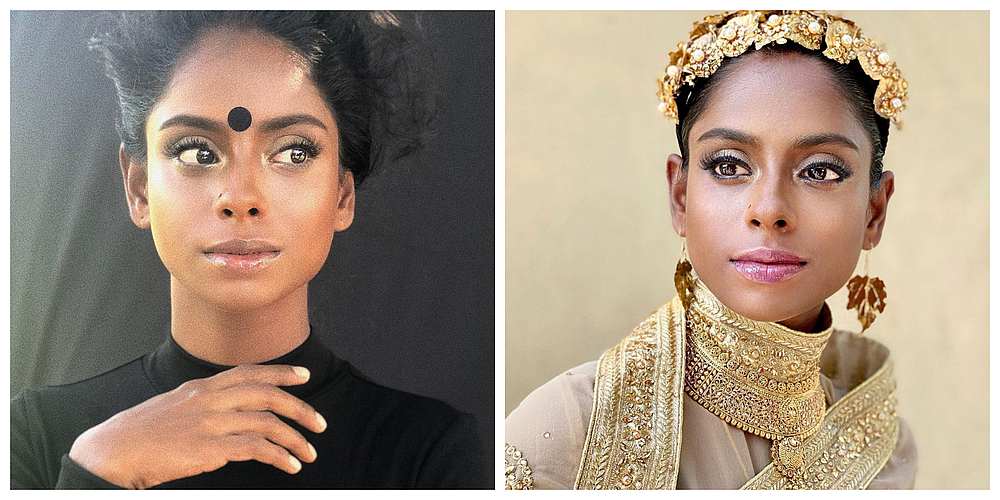 S. Pavithra in designer outfits with makeup by professional makeup artist Razzi Musa. u00e2u20acu201d Picture courtesy of Instagram/ Razzi Musa