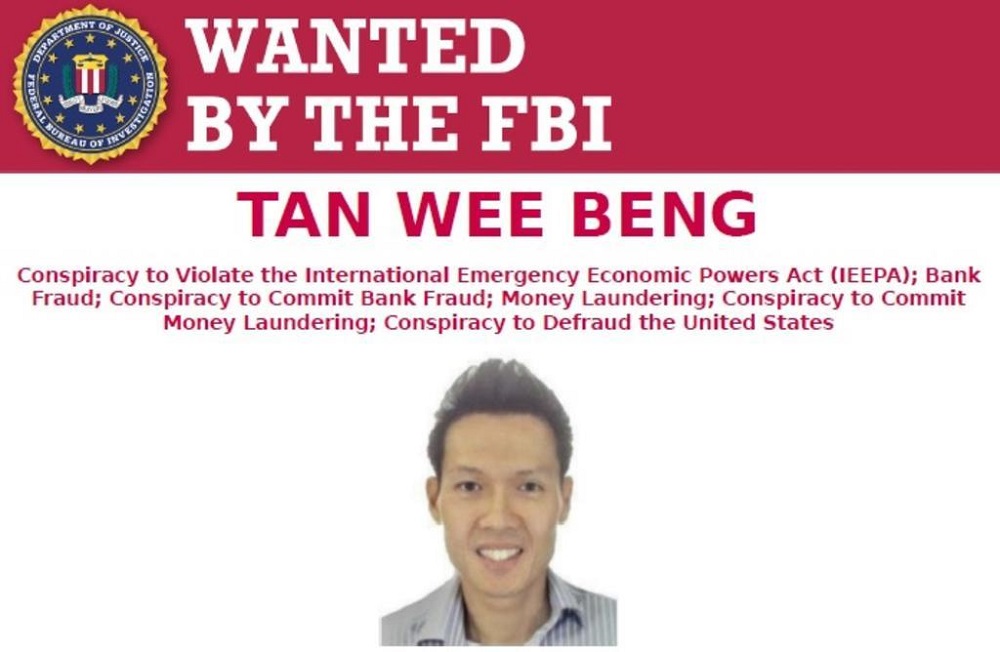 Tan Wee Beng, director of Wee Tiong (S) Pte Ltd, was placed on the FBIu00e2u20acu2122s Most Wanted List in 2018 for allegedly violating International laws by doing business with North Korean entities. u00e2u20acu201d Picture by US Federal Bureau of Investigations via TODAY