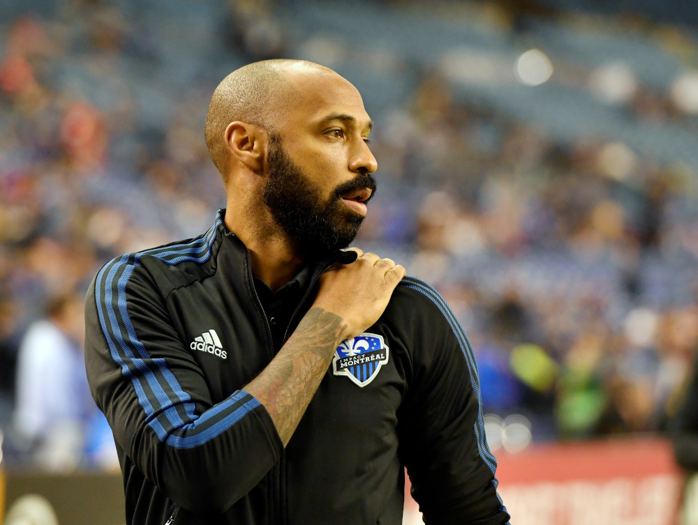 Montreal Impact head coach Thierry Henry walks the field before the game against the New England Revolution at Olympic Stadium in Montreal, Quebec, Canada February 29, 2020. u00e2u20acu201d Eric Bolte-USA TODAY Sports pic via Reuters