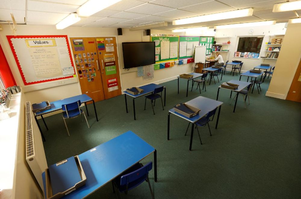 Tables are seen in a classroom as teacher Rhiannon Sharman makes preparations for Watlington Primary School to reopen to children on June 1, following the outbreak of the coronavirus disease (Covid-19), Watlington, Britain, May 21, 2020. u00e2u20acu201d Reuters pic