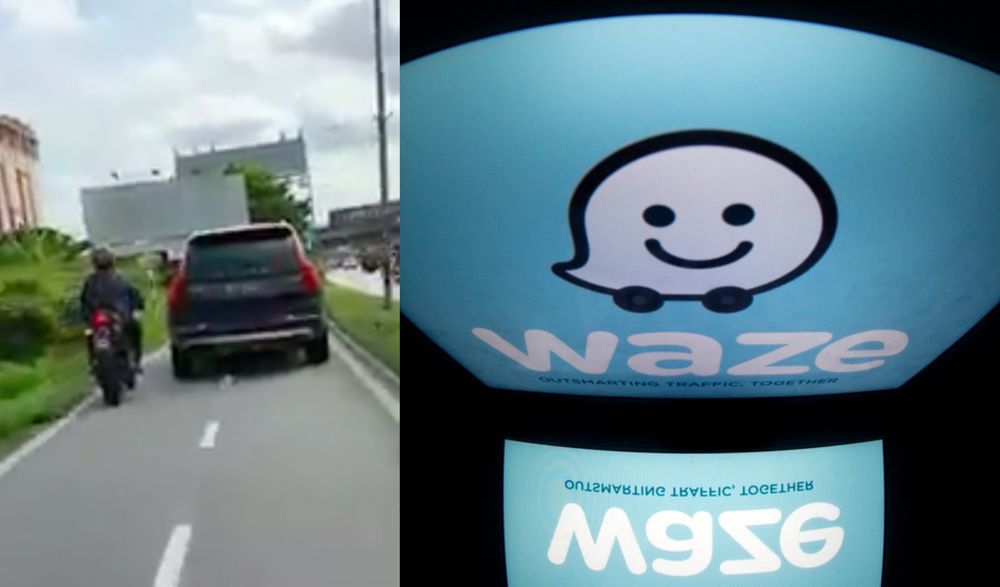 Motorcyclists got a rude shock when they discovered the car occupying the motorcycle lane. u00e2u20acu201d Pictures from Facebook/Kanda Isuwa Harimoto and AFP