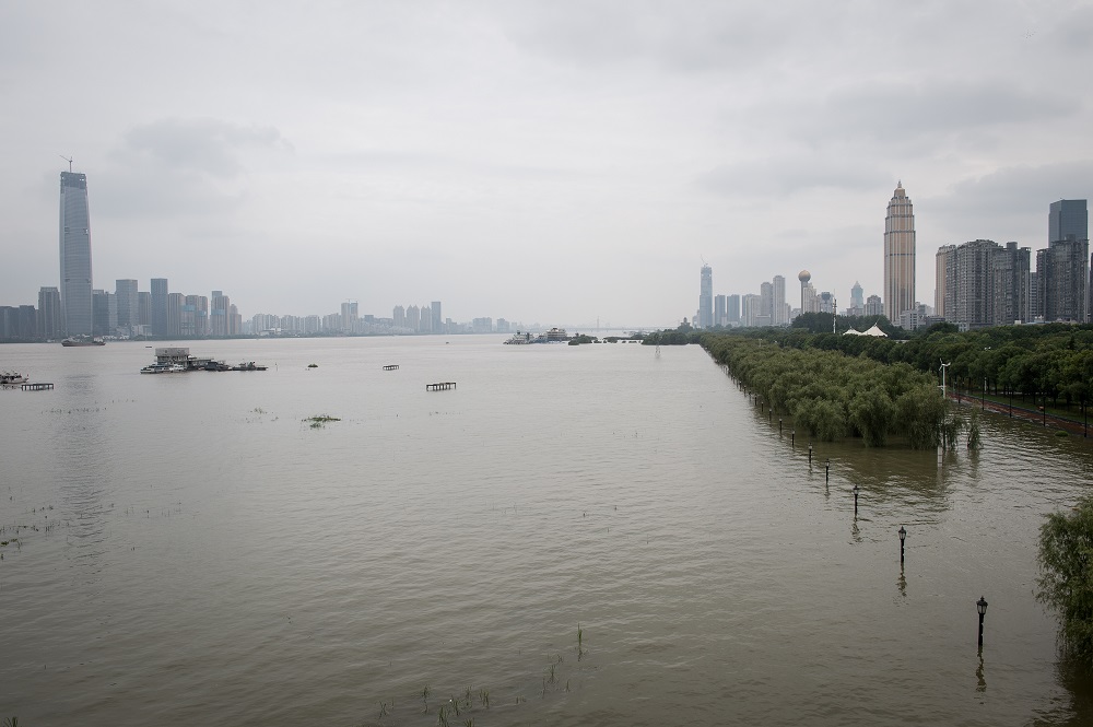 An aerial view of the Yangtze River after the flood peak goes through Wuhan city, central Chinau00e2u20acu2122s Hubei province 13 July 2020. u00e2u20acu201d Reuters pic