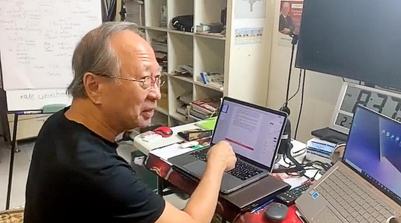 A screenshot of a video posted by Tan Cheng Bock on his Instagram account, showing how he types with one finger. u00e2u20acu201d Picture courtesy of tanchengbock/Instagram