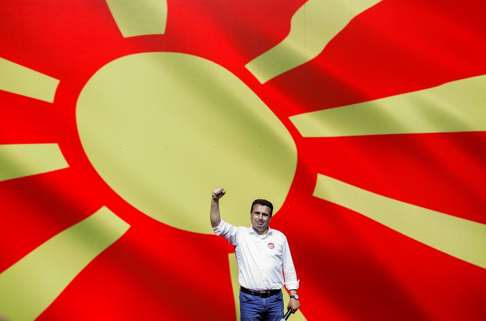 Zoran Zaev, leader of the ruling SDSM party, gestures during a gathering with supporters after planned snap elections in April had to be postponed due to the coronavirus disease outbreak, in Skopje, North Macedonia July 10, 2020. u00e2u20acu201d Reuters pic