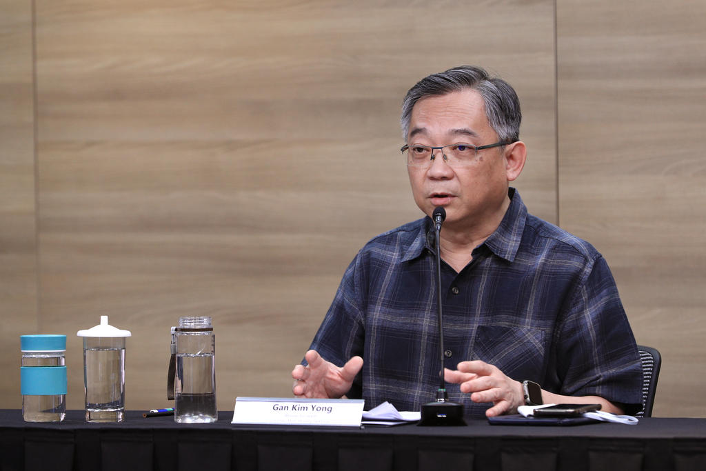 Health Minister Gan Yong Kim, co-chair of the multi-ministerial task force, speaking at a media conference on July 7, 2020. u00e2u20acu201du00c2u00a0TODAY pic