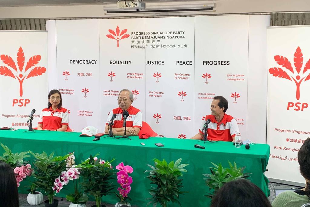 PSP members (from left) Hazel Poa, Tan Cheng Bock and Leong Mun Wai during a press conference at the party's headquarters, July 14, 2020. u00e2u20acu201d Reuters pic