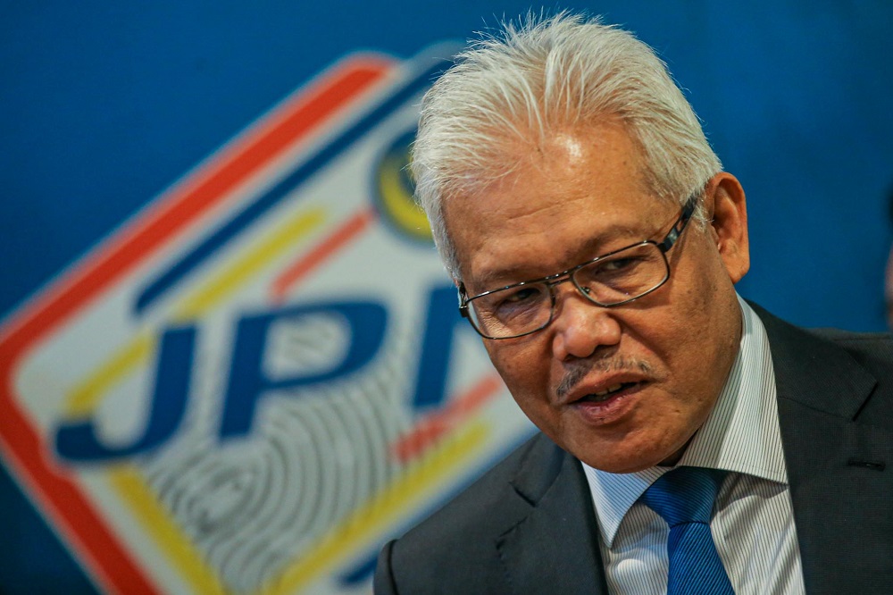 Home Minister Datuk Seri Hamzah Zainudin speaks to reporters at a press conference at the National Registration Department in Putrajaya July 20, 2020. u00e2u20acu201d Picture by Hari Anggara