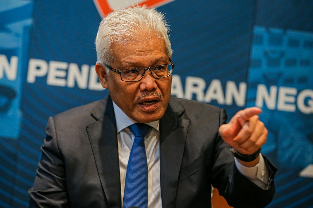 Home Minister Datuk Seri Hamzah Zainudin speaks to reporters at a press conference at the National Registration Department in Putrajaya July 20, 2020. u00e2u20acu201d Picture by Hari Anggara
