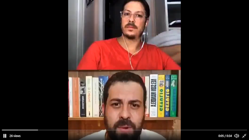 The hilarious moment when Brazilian presenteru00e2u20acu2122s naked wife fails to sneak past the camera. u00e2u20acu201d Picture via Twitter/Joywesey