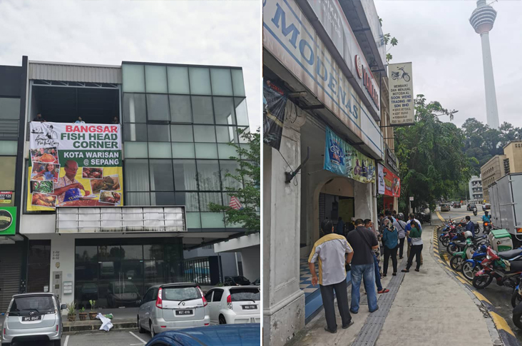 Bangsar Fish Head Corner has also opened an outlet at Sepang that will also be their central kitchen (left). For their grand opening, many flocked there for the RM3 lunch deal at Bangsar Fish Head Corner (right). — Picture courtesy from Bangsar Fish Head Corner