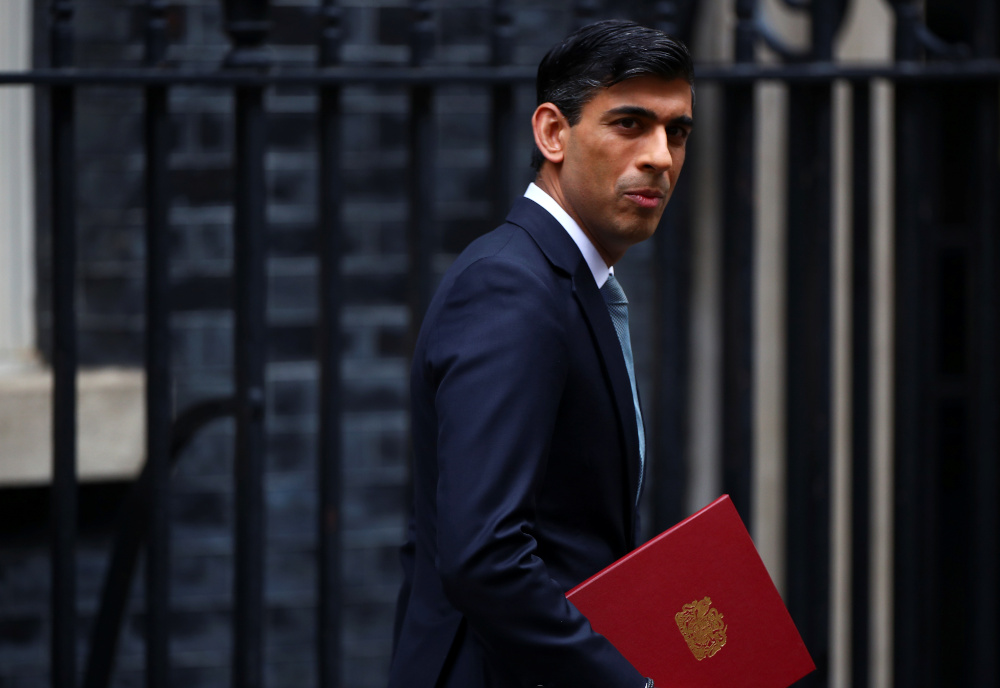 Britainu00e2u20acu2122s Chancellor of the Exchequer Rishi Sunak reacts as he leaves Downing Street, in London, Britain July 8, 2020. u00e2u20acu201d Reuters pic 