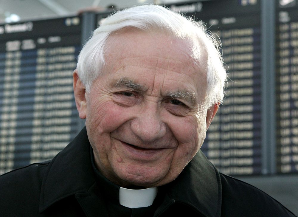Catholic Priest Georg Ratzinger, the 81-year-old brother of newly elected German Pope Benedict XVI, arrives at Munichu00e2u20acu2122s airport April 23, 2005, to depart for Rome to visit his brother. u00e2u20acu201d Reuters pic