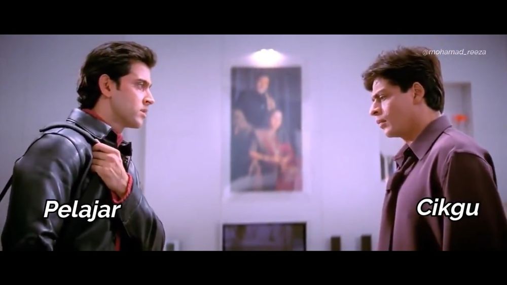 Shah Rukh Khan's reunion with brother has been edited with captions showing how teachers and students would react after not seeing each other for some time. u00e2u20acu201d Screengrab via Twitter/MohamadReeza