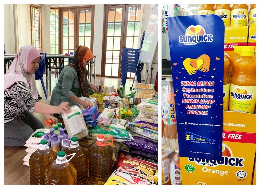 OrphanCARE's staff segregating food supplies for B40 families and their children, that was funded by Sunquick Malaysia. u00e2u20acu201d Picture by Yuzila Yusof