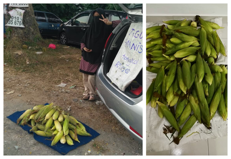 Nurul Shahzamul Hidayah hopes that more people would support her corn and nasi lemak business. u00e2u20acu201d Picture by Nurul Munirah Maiden