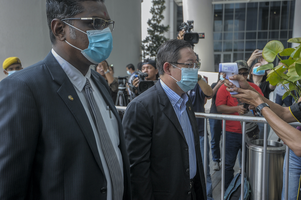 Lim Guan Eng arrives at the MACC in Putrajaya, July 25, 2020. — Picture by Shafwan Zaidon