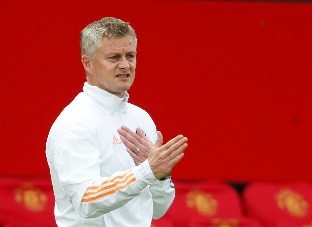 Manchester United manager Ole Gunnar Solskjaer during their Premier League match v West Ham United, as play resumes behind closed doors, at the Old Trafford, Manchester, July 22, 2020. u00e2u20acu201d Pool picture via Reuters