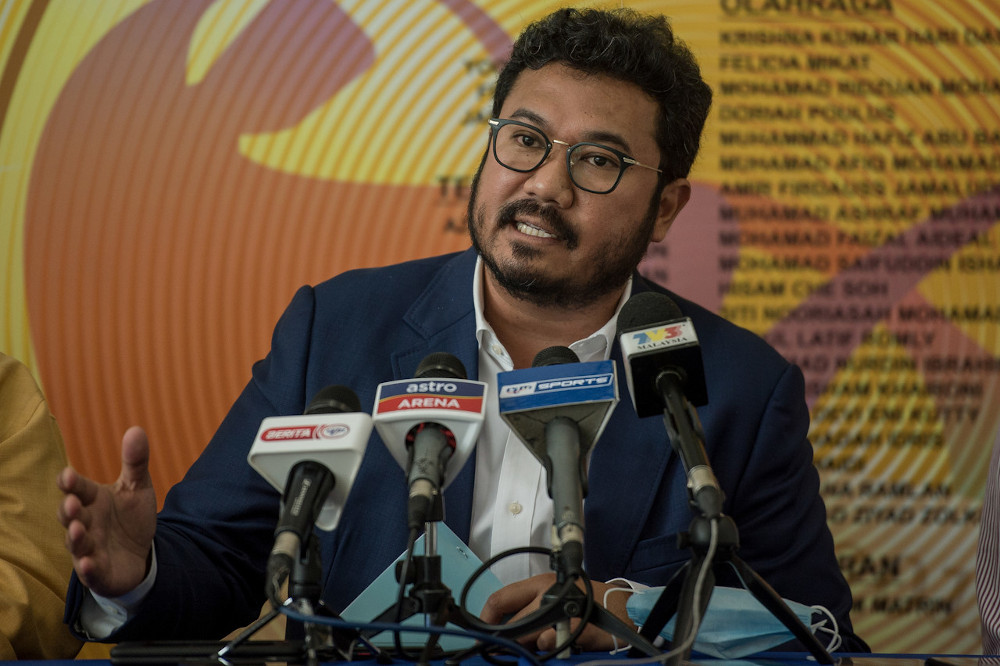 PCM president Datuk Seri Megat D Shahriman Zaharudin speaks to the media after chairing the executive board meeting in Kuala Lumpur July 1, 2020. u00e2u20acu201d Bernama pic  