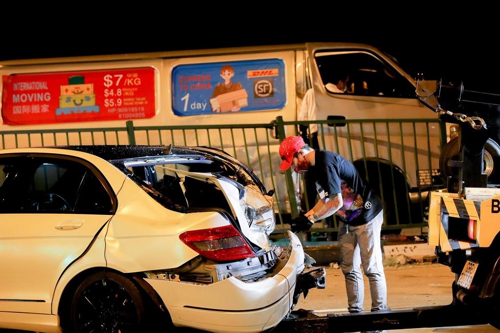 A van driver involved in an accident in Woodlands was conscious when taken to Ng Teng Fong General Hospital on July 24, 2020. u00e2u20acu2022 TODAY pic
