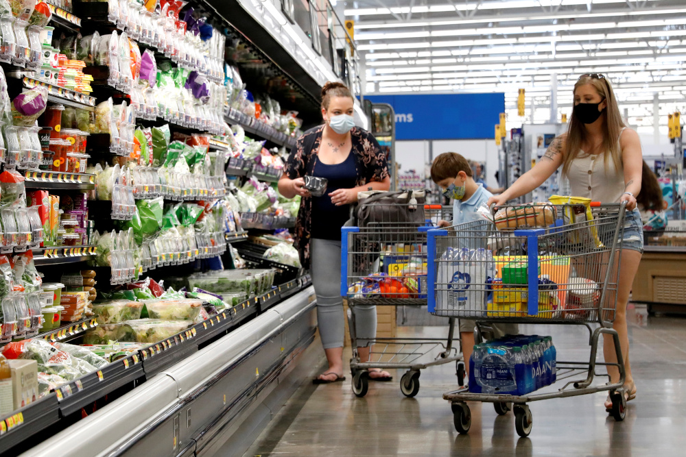 Shoppers are seen wearing masks while shopping at a Walmart store in Bradford, Pennsylvania, US July 20, 2020. u00e2u20acu201d Reuters pic 