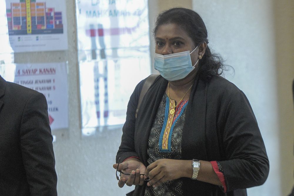 Lewis & Co accountant V. Sothilechmy is pictured at the Kuala Lumpur Court Complex July 30, 2020. ― Picture by Shafwan Zaidon 