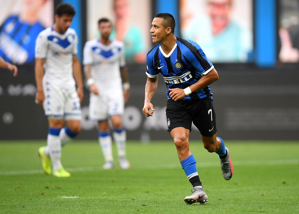 Alexis Sanchez celebrates after scoring the second goal against Brescia July 2, 2020. u00e2u20acu2022 Reuters pic