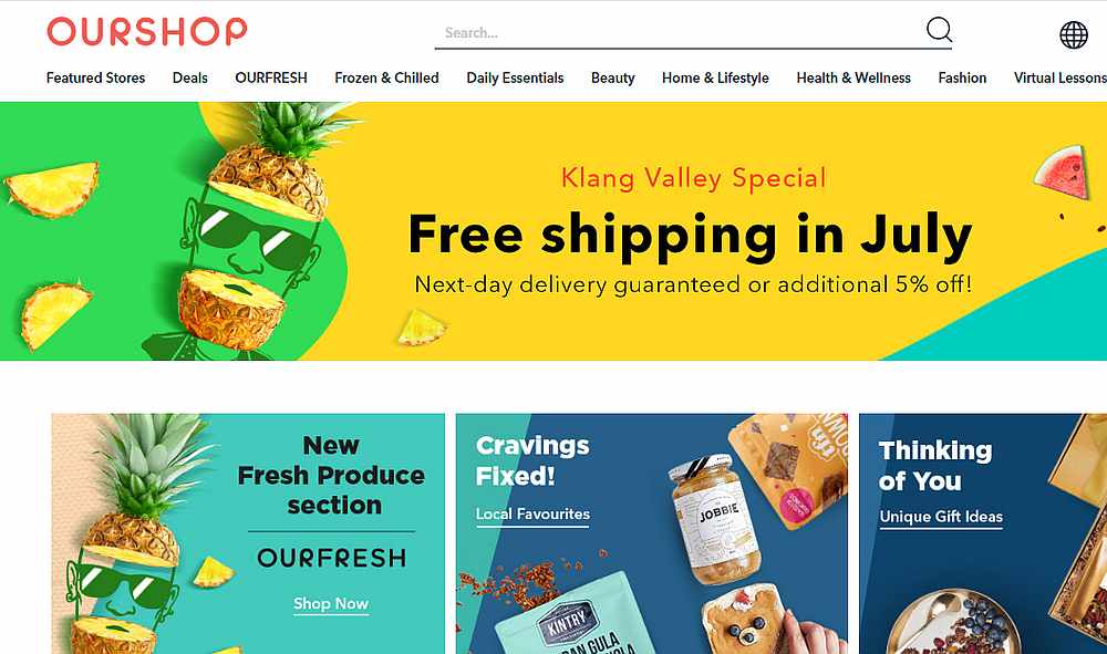 Screengrab of the AirAsia Ourshop online portal at ourshop.com.