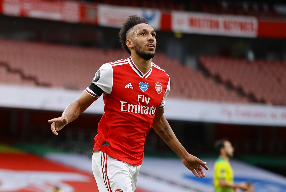 Arsenal's Pierre-Emerick Aubameyang celebrates after scoring the third goal against Norwich City July 2, 2020. u00e2u20acu2022 Reuters pic