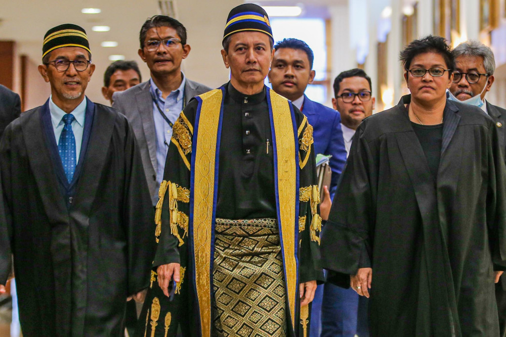 Dewan Rakyat Speaker Datuk Azhar Azizan Harun with his deputies Datuk Seri Azalina Othman and Mohd Rashid Hasnon during the second meeting of the third session of the 14th Parliament in Kuala Lumpur July 13, 2020. u00e2u20acu201d Picture by Hari Anggara 