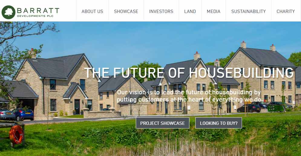Screengrab of the Barratt Developments online portal at barrattdevelopments.co.uk.