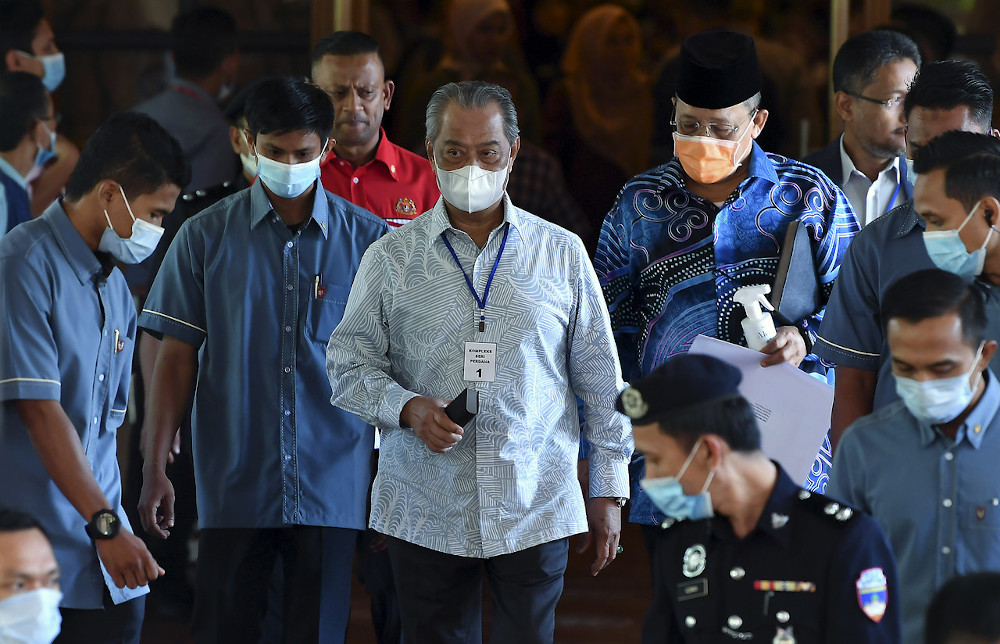 Prime Minister Tan Sri Muhyiddin Yassin left Dewan Seri Endon Puspanitapuri after attending the Pre-Parliamentary Briefing in Putrajaya July 12, 2020. u00e2u20acu201d Bernama pic