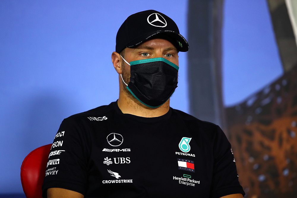 Mercedes' Valtteri Bottas wears a protective face mask during a press conference, following the resumption of F1, at Spielberg, Styria, Austria July 9, 2020. u00e2u20acu201d FIA handout via Reutersn