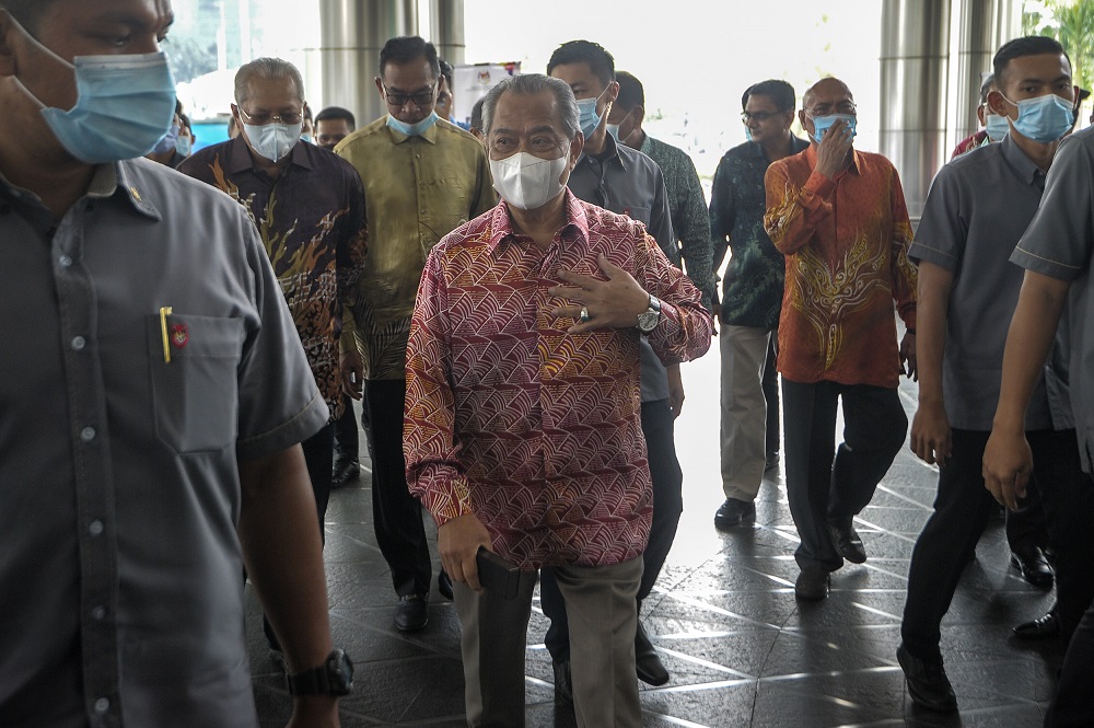 Prime Minister Tan Sri Muhydiddin Yassin arrives at the launch of the national-level Mega Sales Programme and Buy Malaysian Products Campaign at Suria KLCC in Kuala Lumpur July 18, 2020. u00e2u20acu2022 Picture by Shafwan Zaidon