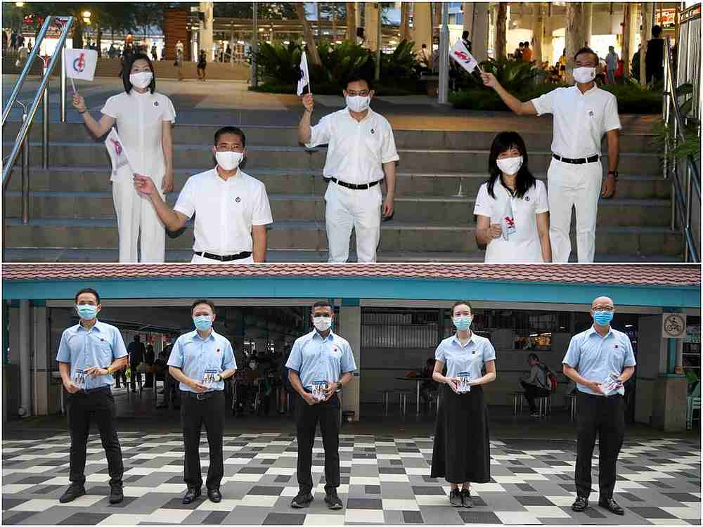 Candidates from the People's Action Party (top) and the Workers' Party (bottom) are vying for five seats at East Coast Group Representation Constituency. u00e2u20acu201d TODAY pic