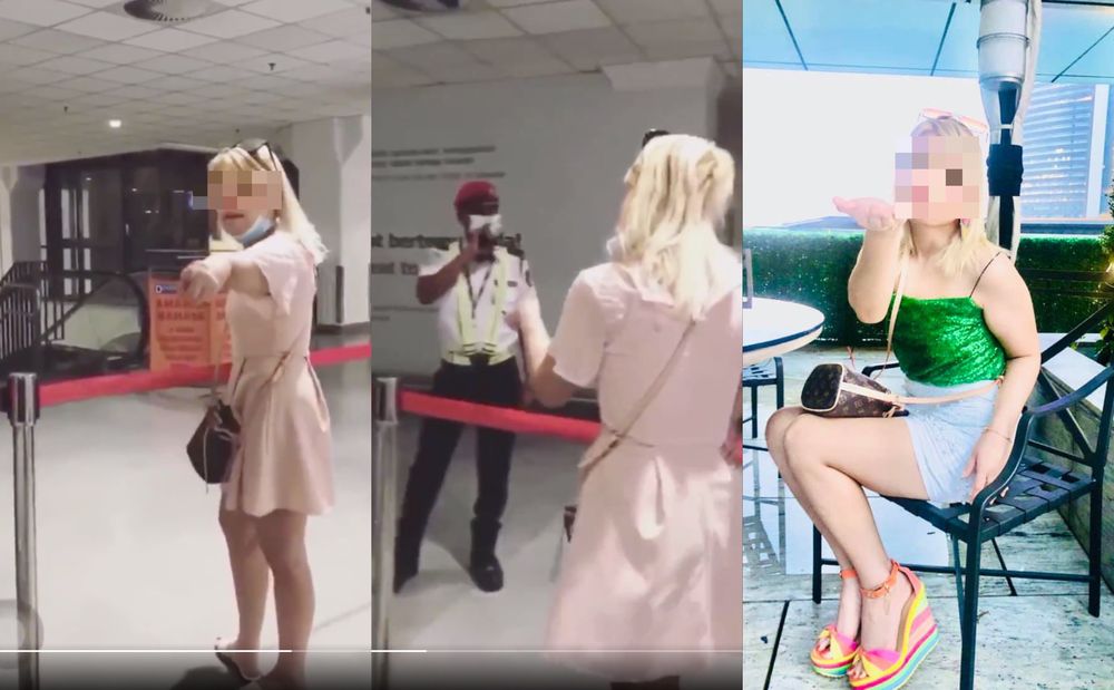 Ceknon threw a fit after the security guard said her sister could not enter the premises without a face mask. u00e2u20acu201d Screengrabs from Instagram/ekaa.choyy and Facebook/ekaa.kj.94