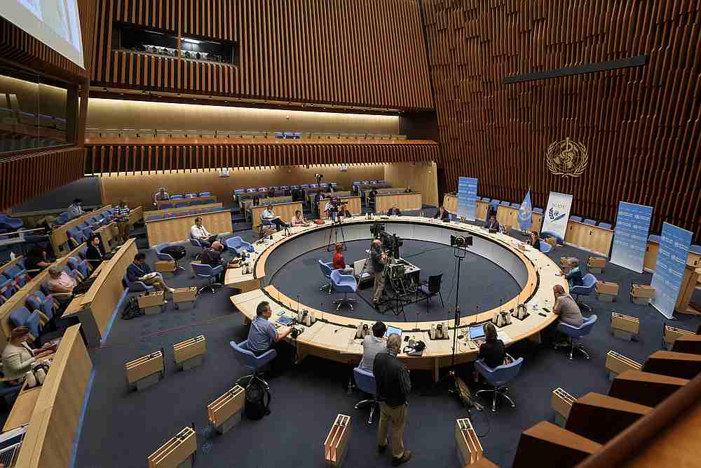 General view during a press conference of the World Health Organisation (WHO) amid the Covid-19 outbreak at the WHO headquarters in Geneva, Switzerland July 3, 2020. u00e2u20acu201d Reuters pic 