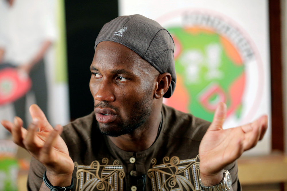 Ivory Coastu00e2u20acu2122s former football player Didier Drogba addresses a news conference after the inauguration ceremony of a new school building constructed by the Didier Drogba Foundation at Pokou Kouamekro, Gagnoa, Ivory Coast, January 17, 2018. u00e2u20acu201d Reuters pi