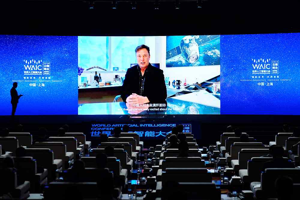 Tesla Inc Chief Executive Officer Elon Musk is seen on a screen at the opening ceremony of the World Artificial Intelligence Conference (WAIC) in Shanghai, China July 9, 2020. u00e2u20acu201d Reuters pic
