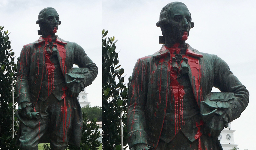 Police are still investigating the case under Section 427 of the Penal Code for committing mischief. u00e2u20acu201d Picture from Twitter/AntifaM3n