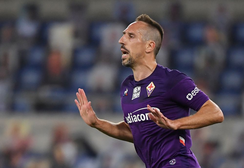 Fiorentina's Franck Ribery celebrates scoring their first goal against Lazio at the Stadio Olimpico, Rome June 27, 2020. u00e2u20acu201d Reuters pic