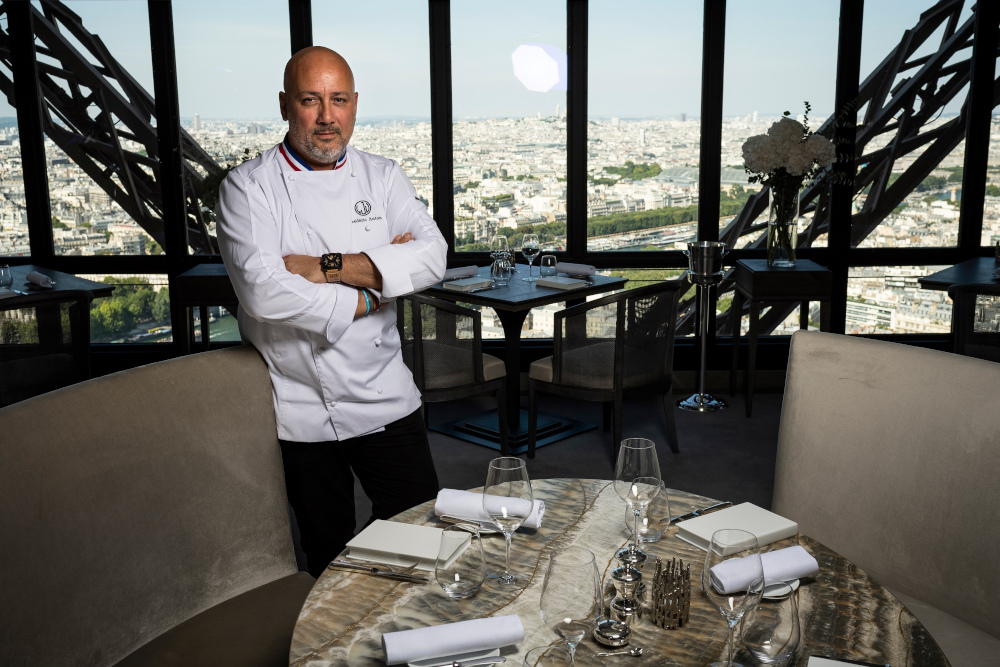 In this file photo taken July 15, 2019 starred French chef Frederic Anton poses during a photo session at the Le Jules Verne restaurant at the Effeil Tower in Paris. u00e2u20acu201d AFP pic